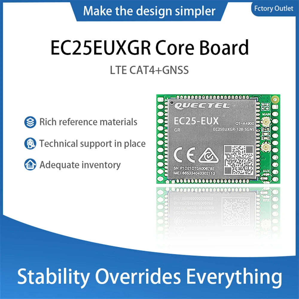 

QUECTEL EC25EUXGR-128-SGNS Development Core Board CAT4 EC25-EUX 4G Module support B1/B3/B5/B7/B8/B20/B38/B40/B41/WCDMA & GSM