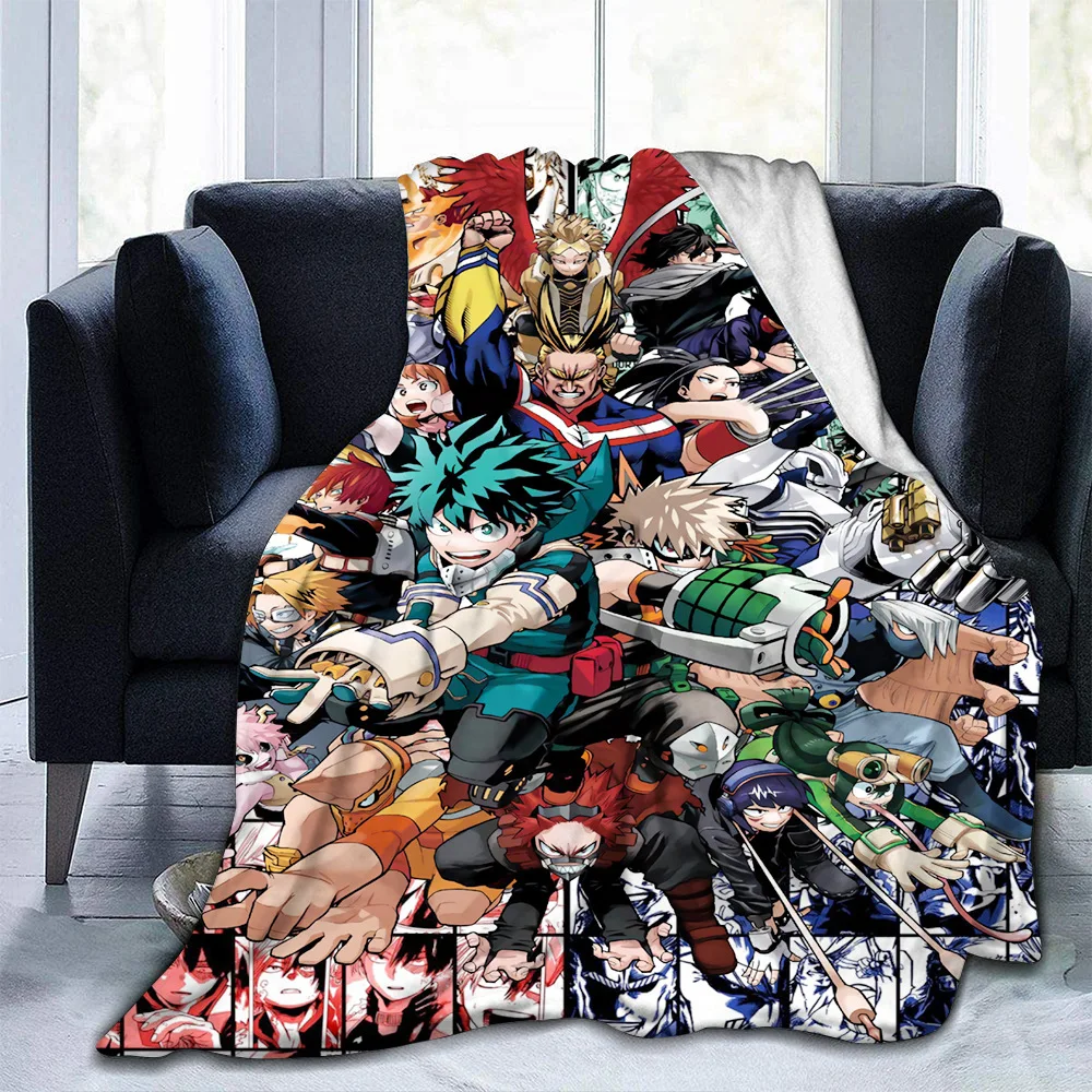 

My Hero Academy Blanket Japanese Anime Cartoon Flannel Blankets for Bedroom Soft Warm Sofa Sleeping Woollen Blankets Home Decor