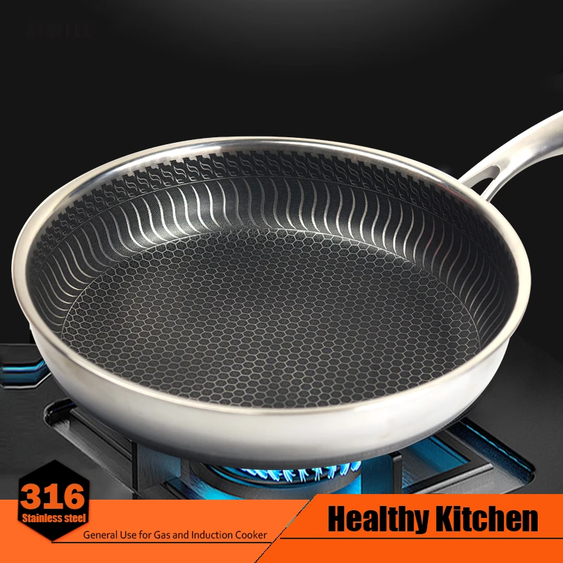 

Сковорода кухонная антипригарная из нержавеющей стали 316, 30 см