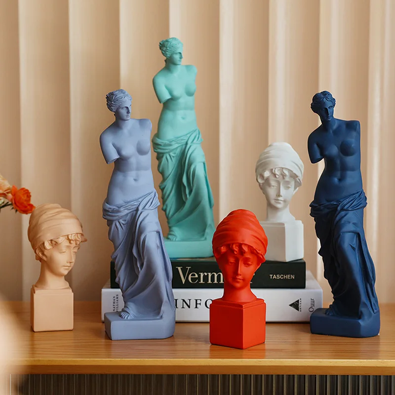 

Nordic Home Decoration Resin Sculpture Room Decoration Character Statue Model Modern Abstract Color Head Creative Desktop Crafts