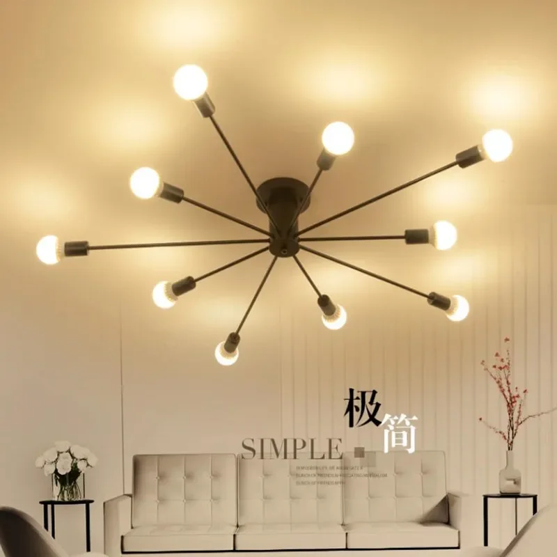 Винтажные лампы для гостиной Iluminacion потолочная кованая люстра Luminaria E27 Dia122cm H20cm