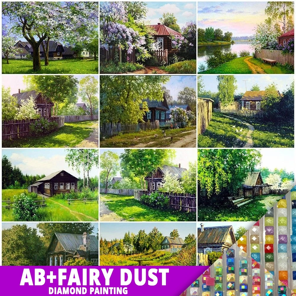 Алмазная живопись AB Fairy Dust пейзаж дом 30x40 см