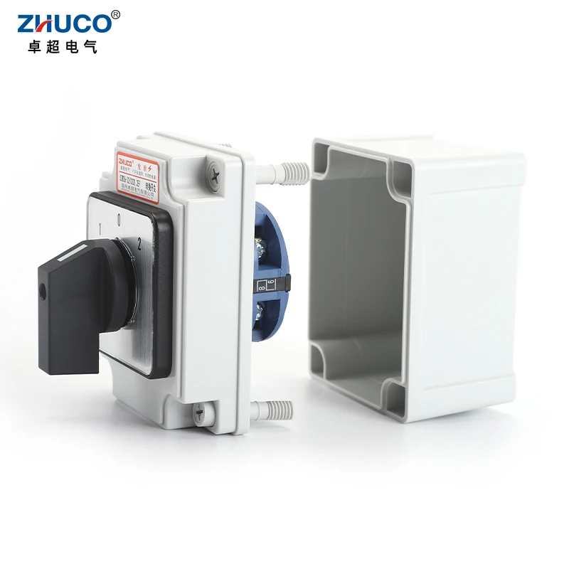 Фото Поворотный кулачковый переключатель ZHUCO SZW26/LW26-32/D202.2EF 660В 32А, 3 положения (ВКЛ-ВЫКЛ-ВКЛ), 8 винтов, с внешним корпусом №3
