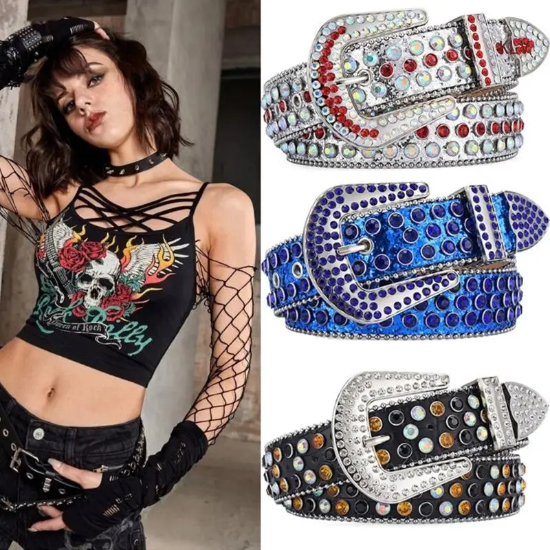 

Summer Waist Belt Shinning Belts for Woman Men Luxurious Full Diamond Studded Waist Strap for Jeans Dress