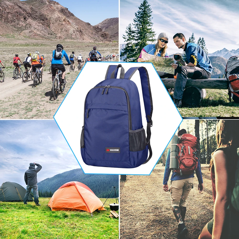 Oxford Camping Backpack Portable Foldable Waterproof Backpack Folding Bag Ultralight Outdoor Pack for Women Men Travel Hiking