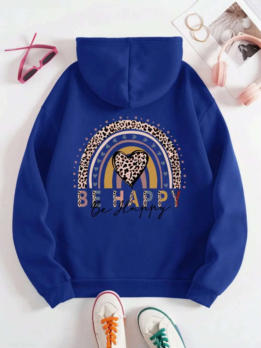 Модные женские толстовки с капюшоном свитшоты леопардовым принтом сердечек и