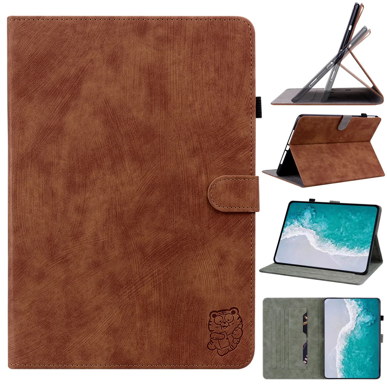 Tablet Leather Cover for IPad 9th 8th 7th 6th Generation Wallet Cute Tiger 9.7 10.2 Mini6 Air 3 2 1 Pro 11 2021 Stand Smart Case