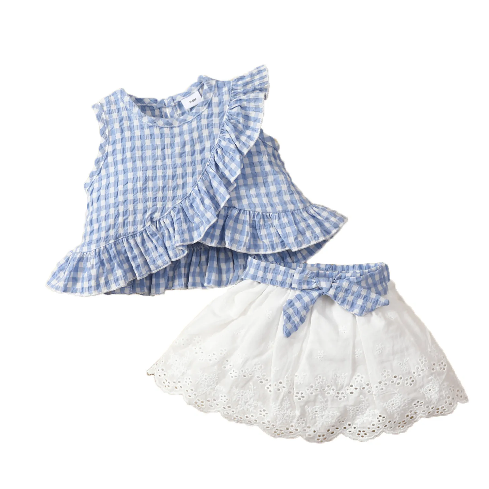 

Born Baby Items Newborn Toddler Children Girl Infant Plaid Ruffle Sleeve Top Bowknot Embroidered Baby Long Sleeve Romper