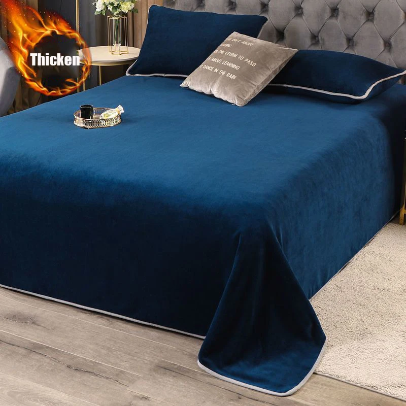 

Simple Warm And Thick Elastic Fitted Sheets Adjustable Flannel Winter Mattress Cover Velvet Bed Linens, 150/180/200 Multi Sizes