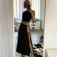 hot sexy bandage dress sets lace up crop top and skirt fashion party club co ord set co ord sets chic matching set