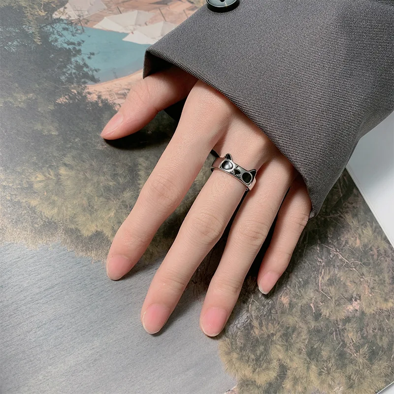 

PANJBJ Silver Color Animal Ring for Women Girl Design Cartoon Panda Chinoiserie Adjustable Jewelry Birthday Gift Dropshipping