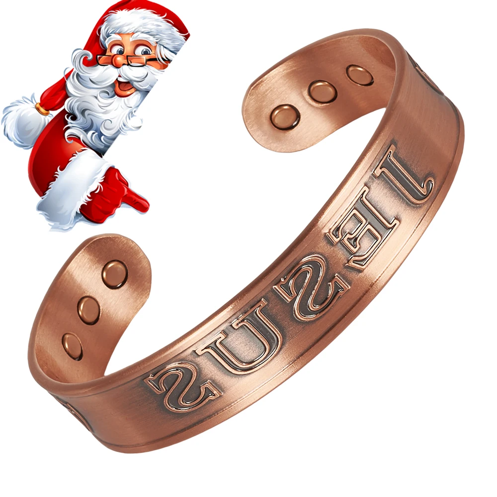 Vinterly браслеты из чистой меди ИИСУС магнитотерапия 15 мм открытая манжета