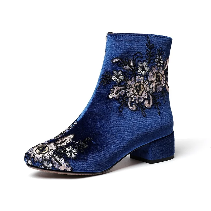 Демисезонные ботинки для верховой езды в национальном стиле на толстом каблуке с