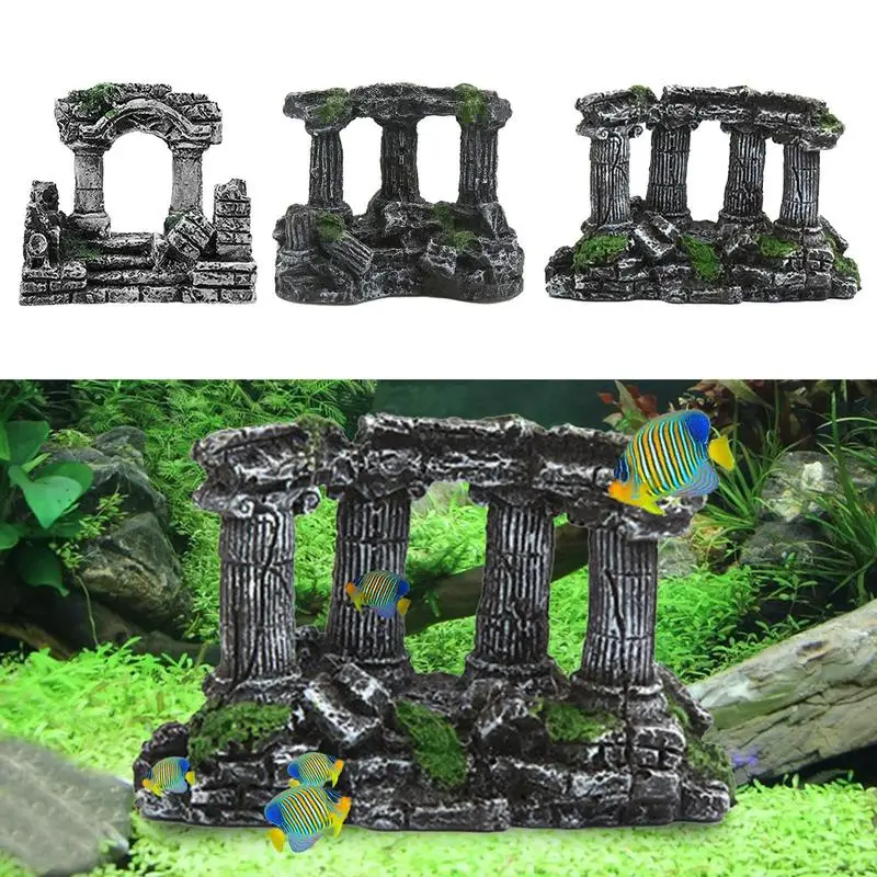 

Fish Tank Decor Resin Aquarium Roman Column Decoration Aquatic Artificial Ancient Ruins Column Decoration Fish Tank Stone Cave