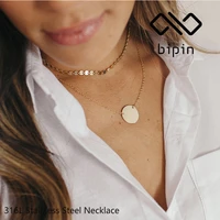 bipin necklace women 2 pieces set 316l stainless steel pendant fashion jewelry wholesale
