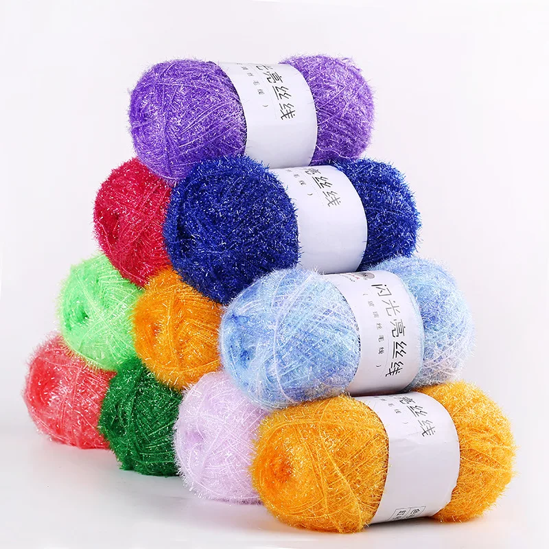 

4pcs=200Grams Flashing Shiny Glass Silk Glitter Yarn Threads Crochet Sweater Bag Mix and Match Wool Yarn Bulky Freeshipping