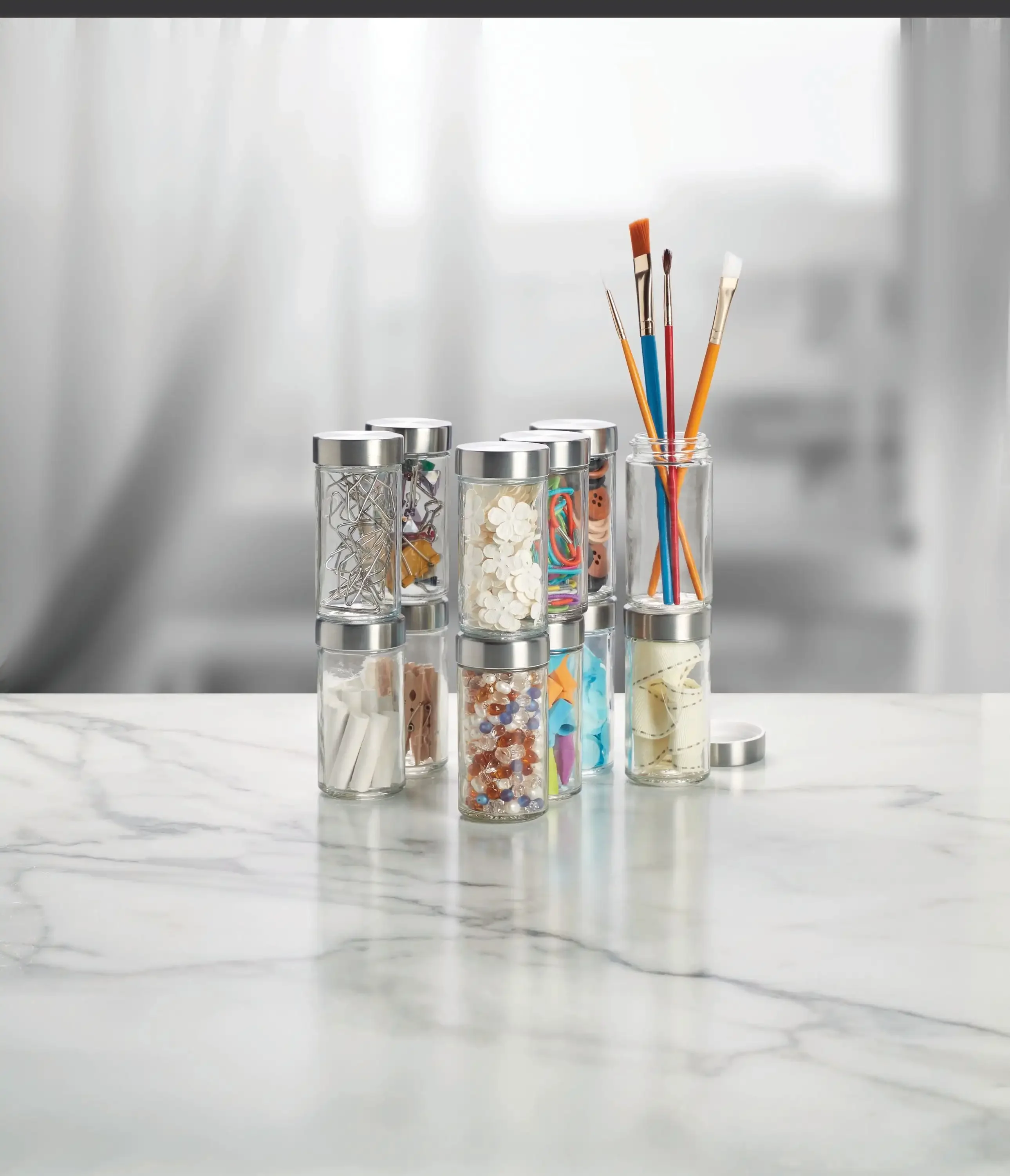 

Ounce Empty Glass/Stainless Steel Lid Jars, Container, Kitchen Organizer, Food Storage Containers, Storage Organizer for Kitchen
