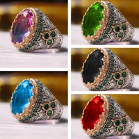 new gem large crystal ring luxury men attend the banquet gothic ring inlaid with rhinestones fashion luxury high quality jewelry