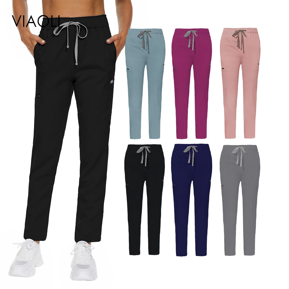 

Women Bottoms Nurses Uniform Multi function pocket Working Scrub Pants Summer Workwear Trousers Plus Size Nursing Uniform Unisex