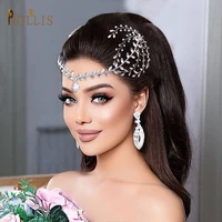 a445 bridal hair accessories vintage full rhinestone bridal headband chain women hair jewelry crystal bride frontal chain