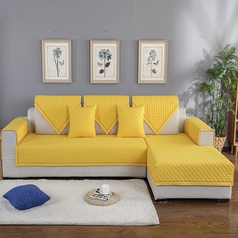 

Northern Living Room Solid Color Cotton Sofa Cover Lattice Cushions Sofa Non-slip Four Seasons Decorative Towel Cushions