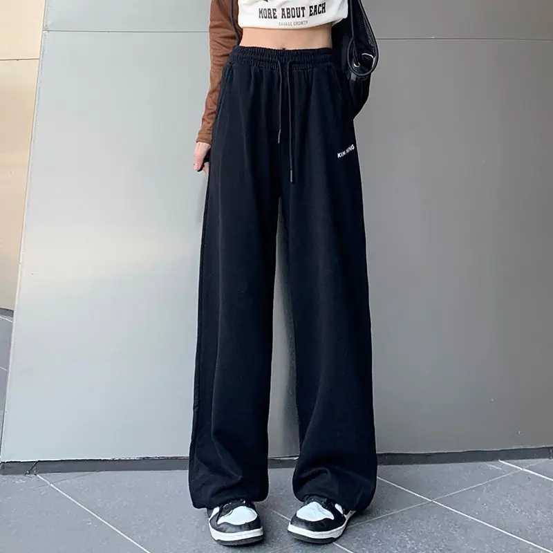 Black Sweatpants Women Wide Leg Pants Y2k Streetwear Korean Fashion 2023 Spring Vintage Trousers Casual Loose Joggers