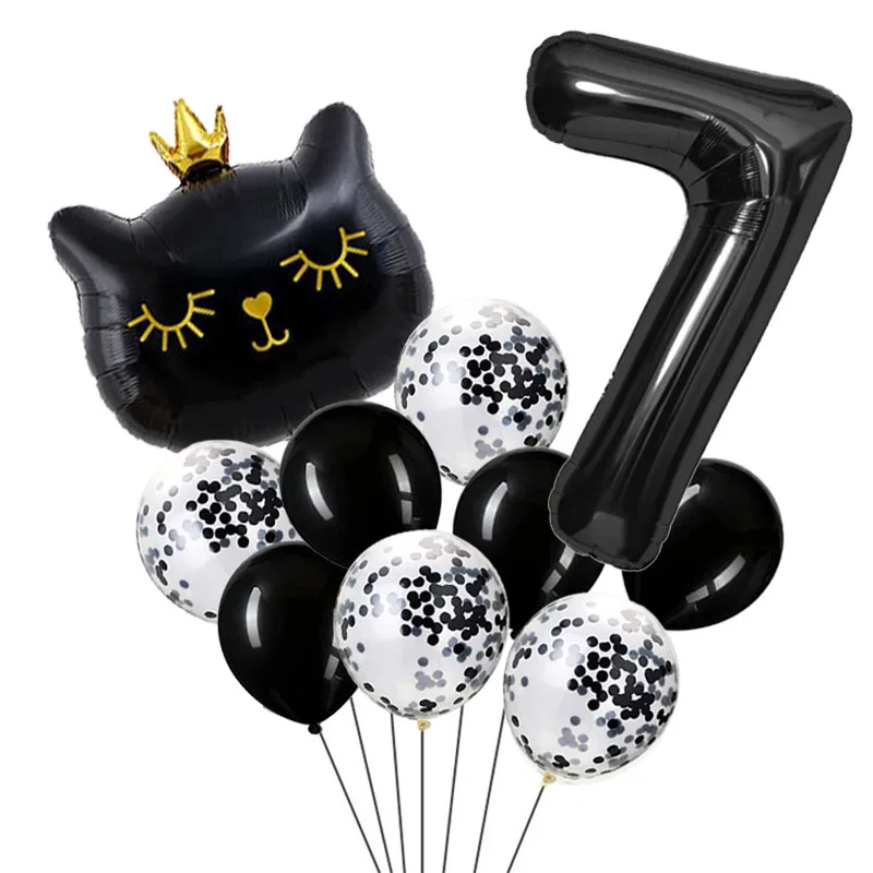 Яобенер черные цифры и кошки шары для дня рождения