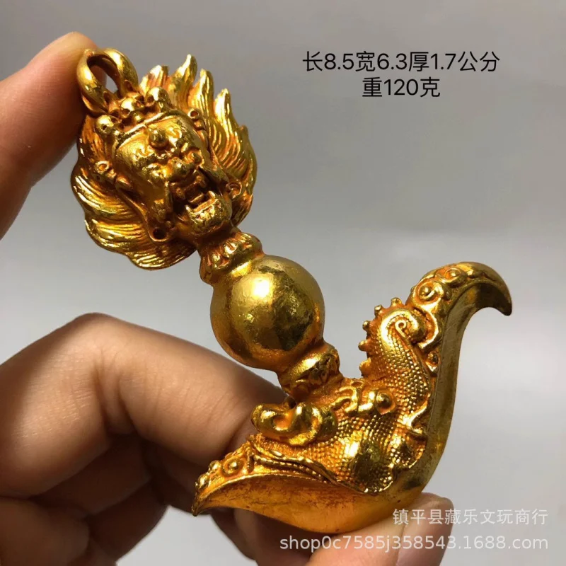 Антикварная тибетская тантра позолоченная триггера ваджра поделки человеческое