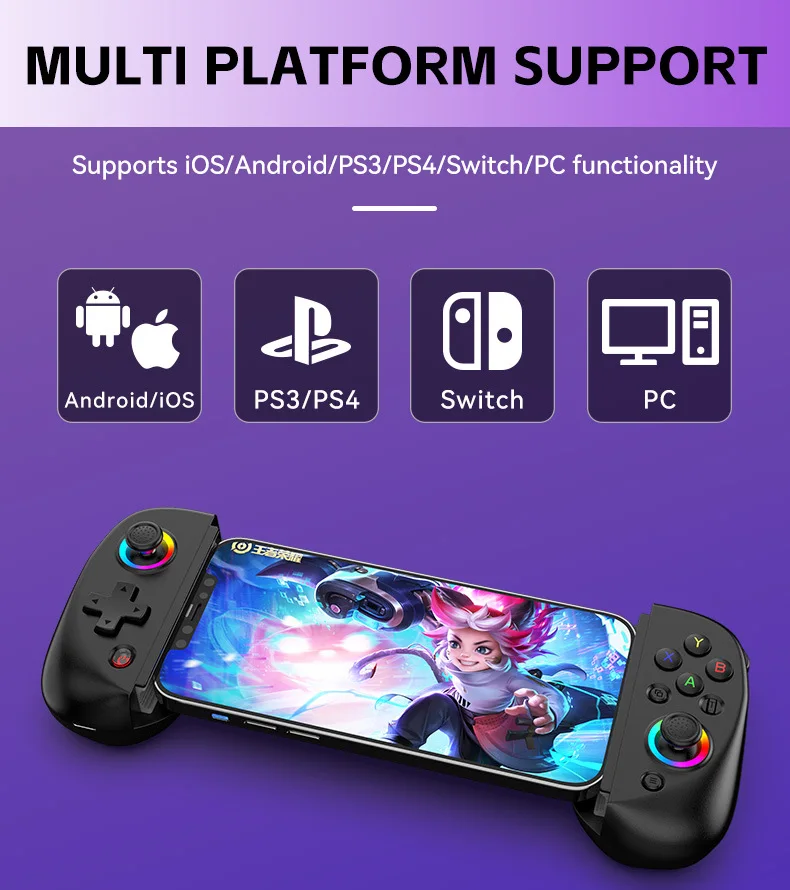 Стрейчевый геймпад D8 выключатель для планшетов с синими зубьями