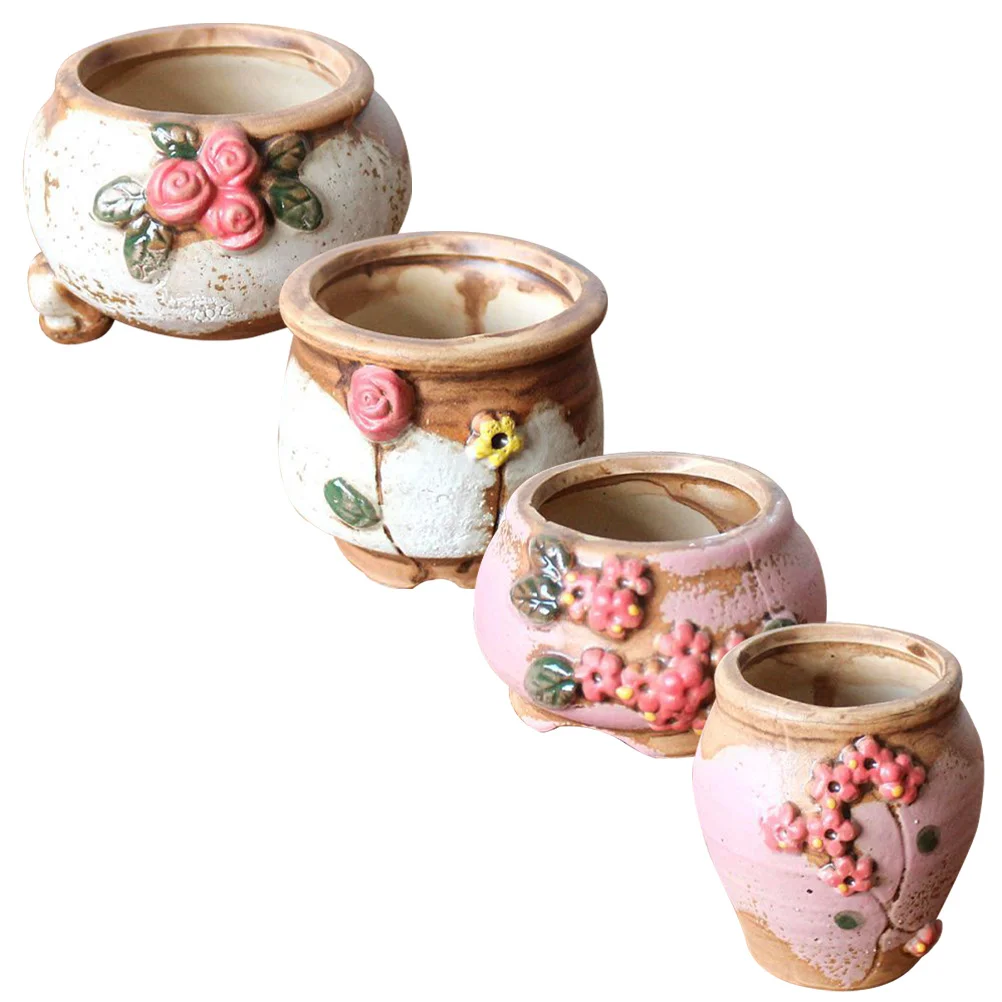 

Pots Flowerplanter Ceramic Flowerpot Small Mini Pot Succulent Bonsai Desktop Gardening Indoor Container Herb Nursery