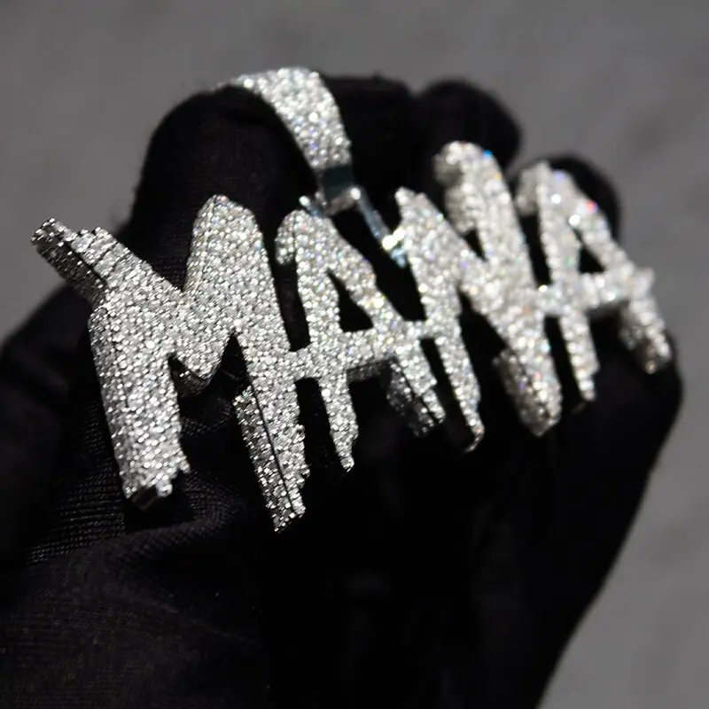 JEWE Custom Name Pendant Iced Out Jewelry Hip Hop VVS Moissnaite Diamond Letter Chain Necklace