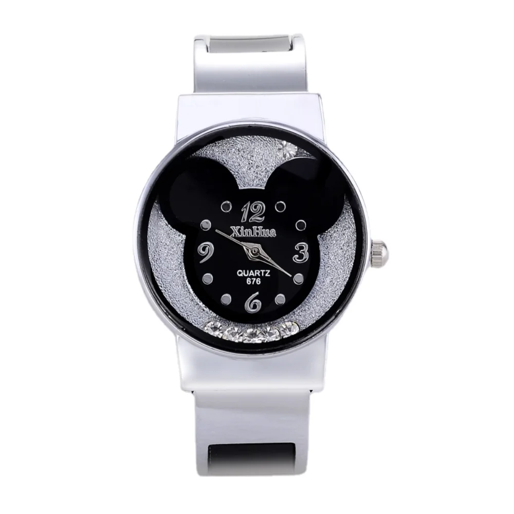 

New Disney Mickey Fashion Bracelet Watches Women Dress Girls Cute Rhinestone Wristwatches Men Ladies Casual Quartz Cartoon Watch