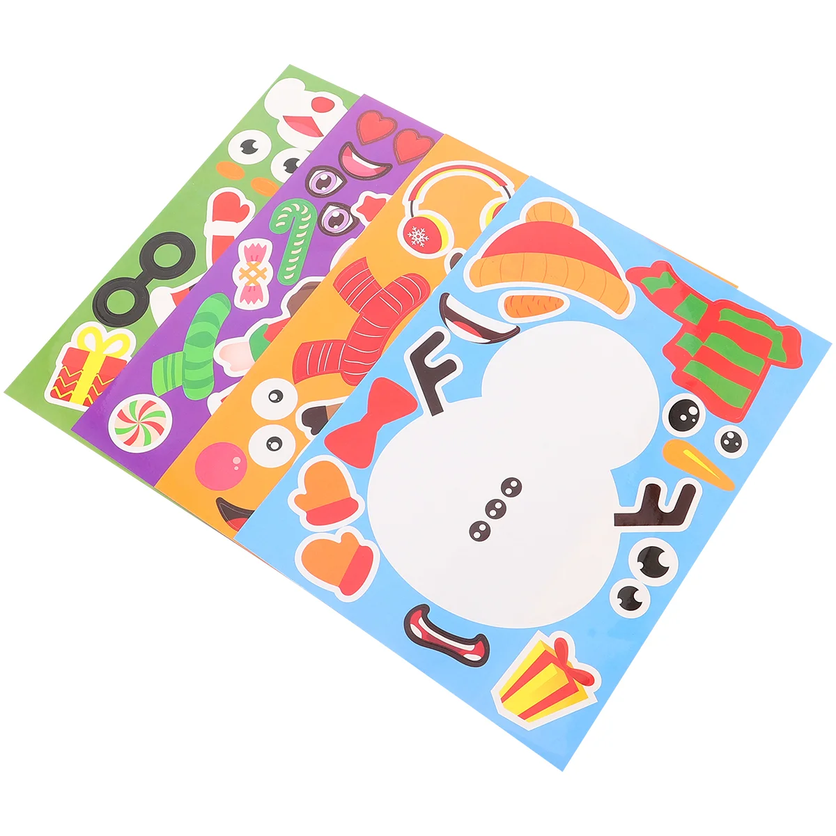 

16pcs Christmas Make Your Sticker Diy Craft Xmas Holiday Party Favor Gifts For Kids Congnitive And Imagitive Children