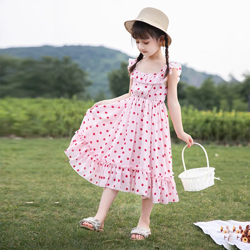 

Summer Dresses For Girls Dot Pattern Girls' Dresses 2022 Newest Kids Dress Teenage Costumes For Girls Teenage Beach Dress 3-12 Y