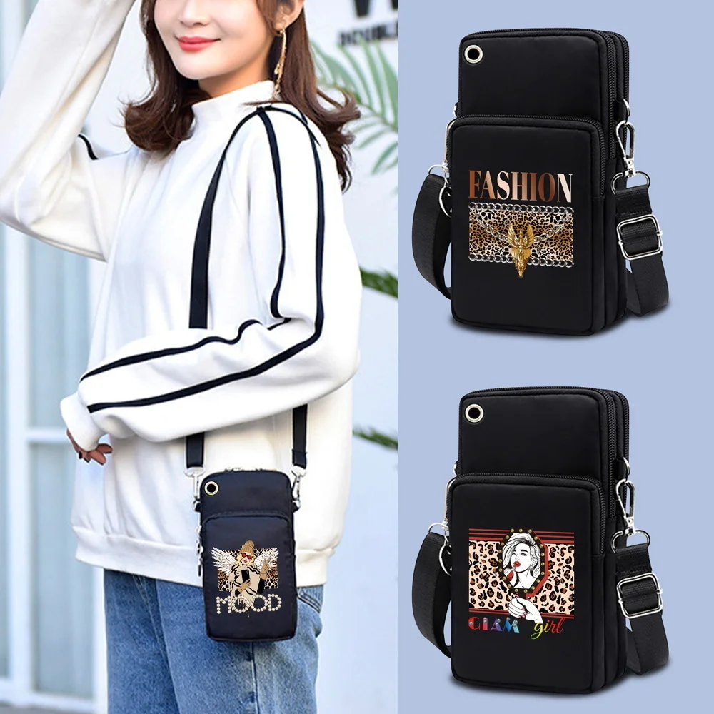 

Универсальная женская спортивная сумка на плечо, чехол для iPhone, Xiaomi, Huawei, с леопардовым принтом
