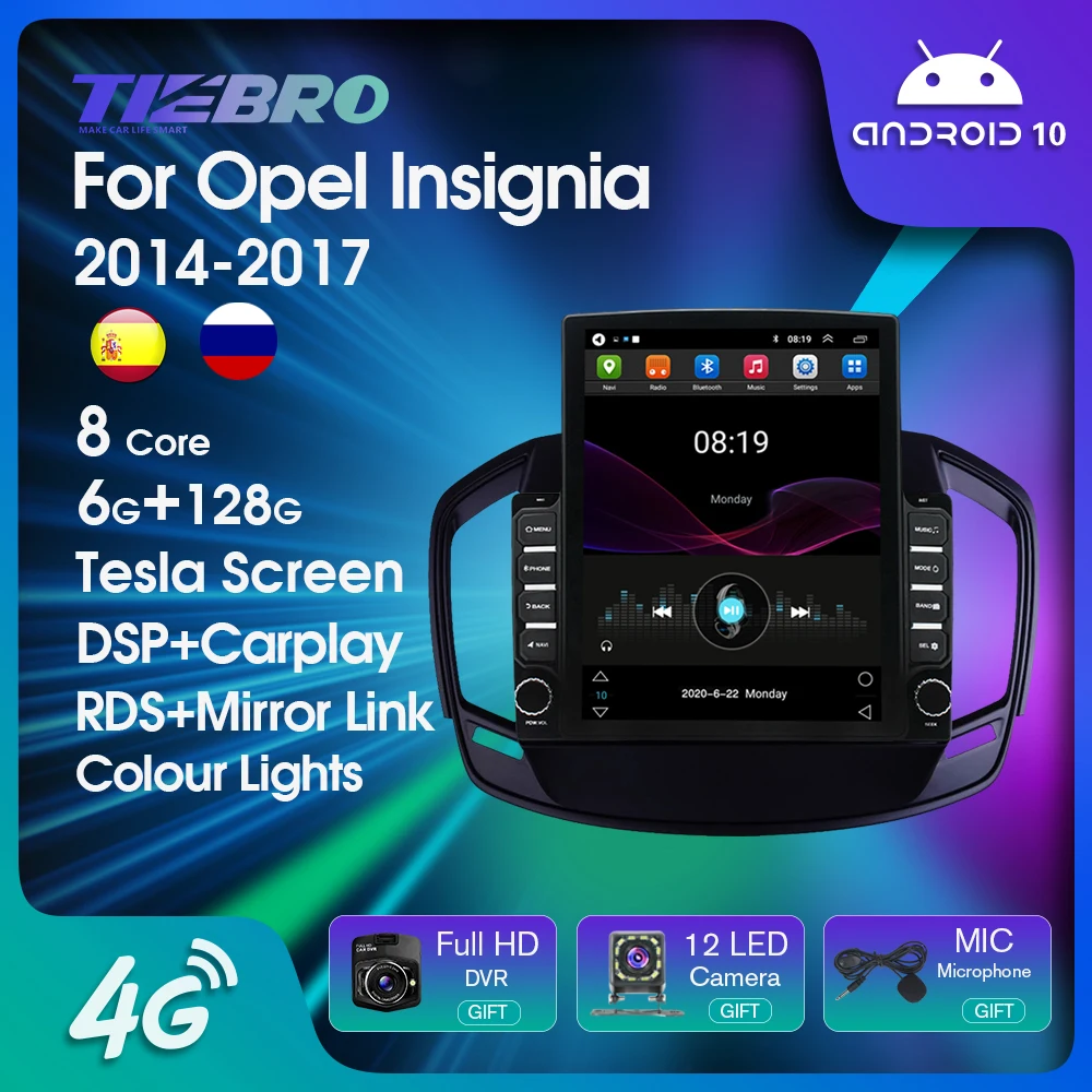 

TIEBRO Android 10 Car Radio Tesla Style For Opel Insignia 2014-2017 Stereo Receiver GPS Navigation Autoradio Carplay Bluetooth