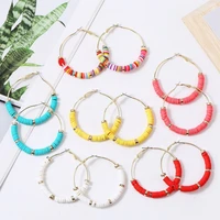 boho colorful hoop earrings for women elegant rainbow vinyl disc bead drop dangle earrings summer party jewelry gift for girls