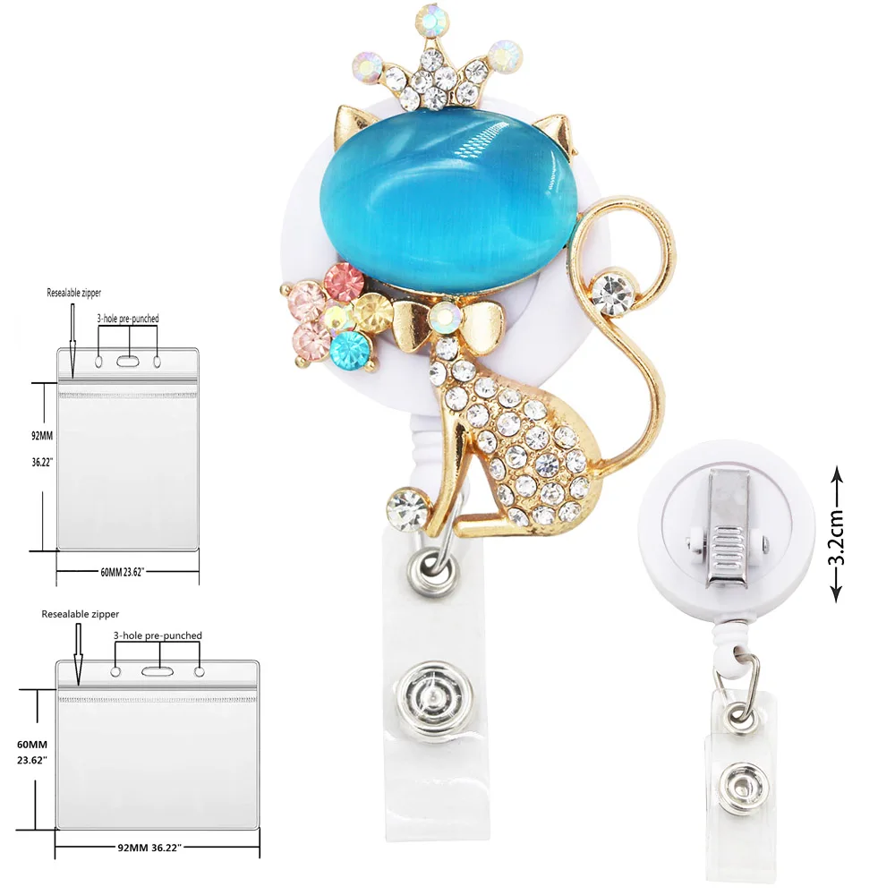 

Retractable Badge with Card Holder Credential Pass Cover Nurse Hospital Office Accessories Work