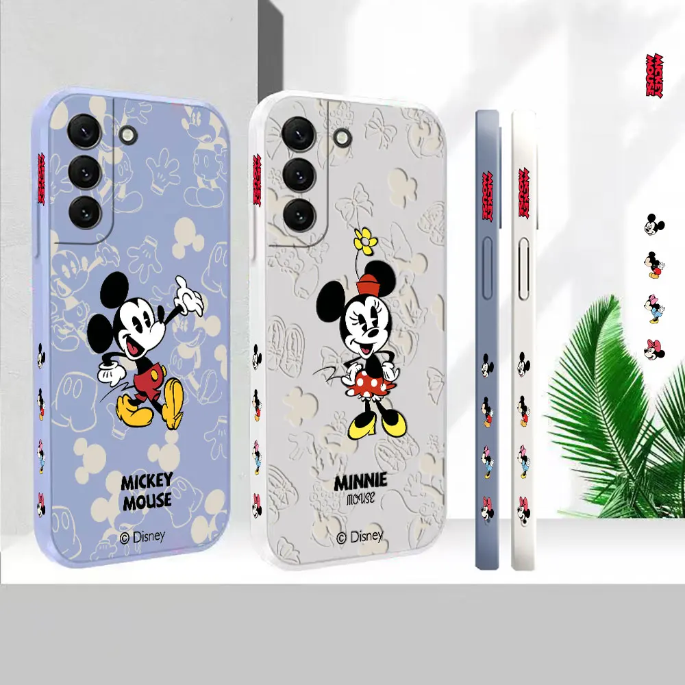 

Luxury Mickey Minnie Mouse Case For Samsung S23 S22 S21 S20 FE Ultra 5G S11 S11E S10 S10E S9 Plus 4G Liquid Silicone Case Cover