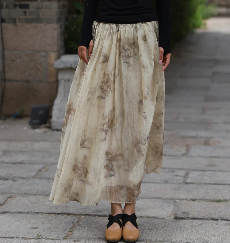 Юбка-миди женская с принтом в виде цветных растений