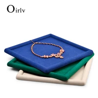 oirlv new jewelry display ring organizer tray velvet jewelry storage holder bluegreen bracelet necklace pendant display stand