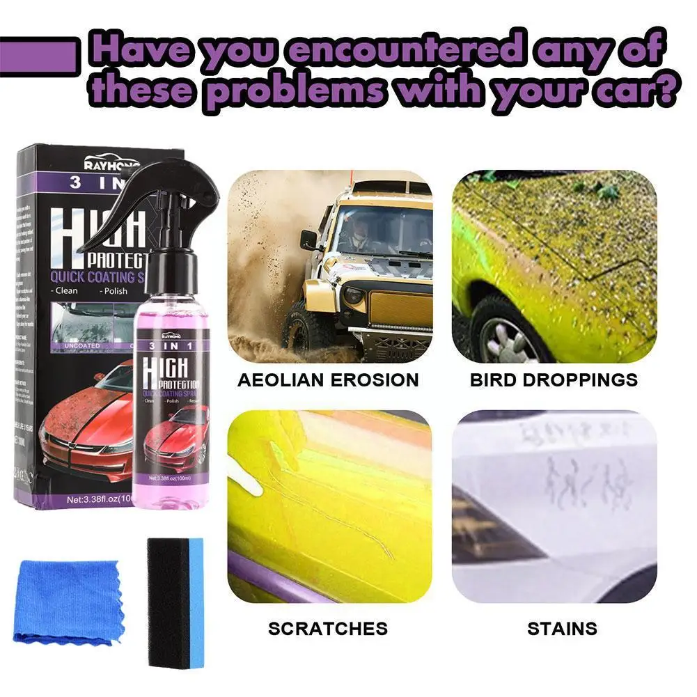 3 в 1 Автомобильное нано-керамическое покрытие полировка распыление моющее воск