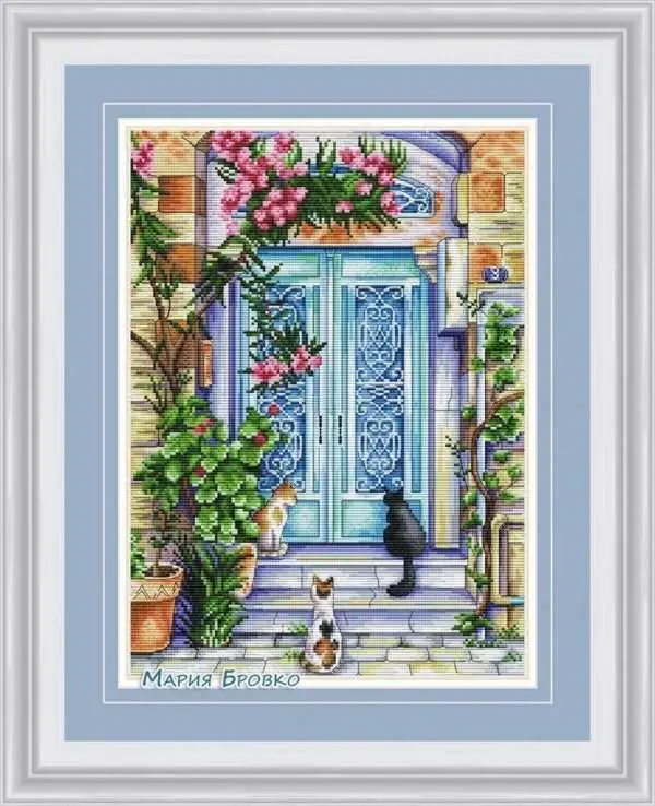 

Summer gate - cats near the gate 35-45 counted 16CT 14CT 18CT DIY Cross Stitch Sets Cross-stitch Kits Embroidery Needlework