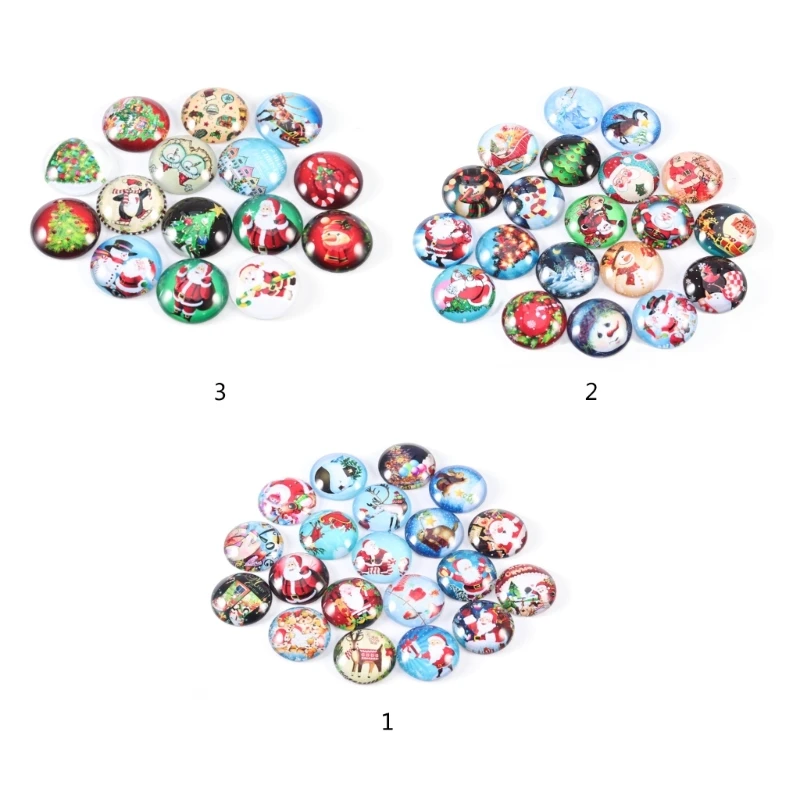 

20pcs Christmas Cabochons Colorful Glass Ornaments Stickers for DIY Crafts and Holiday Decor