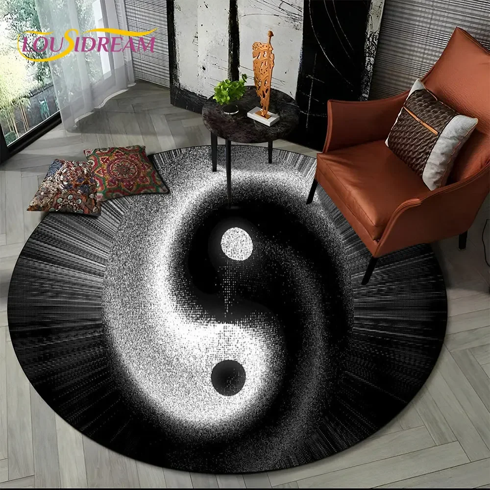 Фото 3D китайский Тай Чи Багуа Инь Ян круглый коврик, ковер для гостиной, спальни, дивана, декора игровой комнаты, детский нескользящий напольный коврик №5