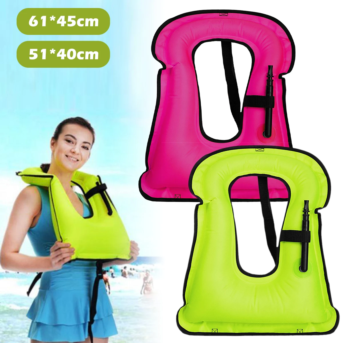 

Adults/Children Portable Swimming Snorkeling Buoyancy Vest Inflatable Safety Life Jacket Lifebuoy Drifting Water Sport Accessory