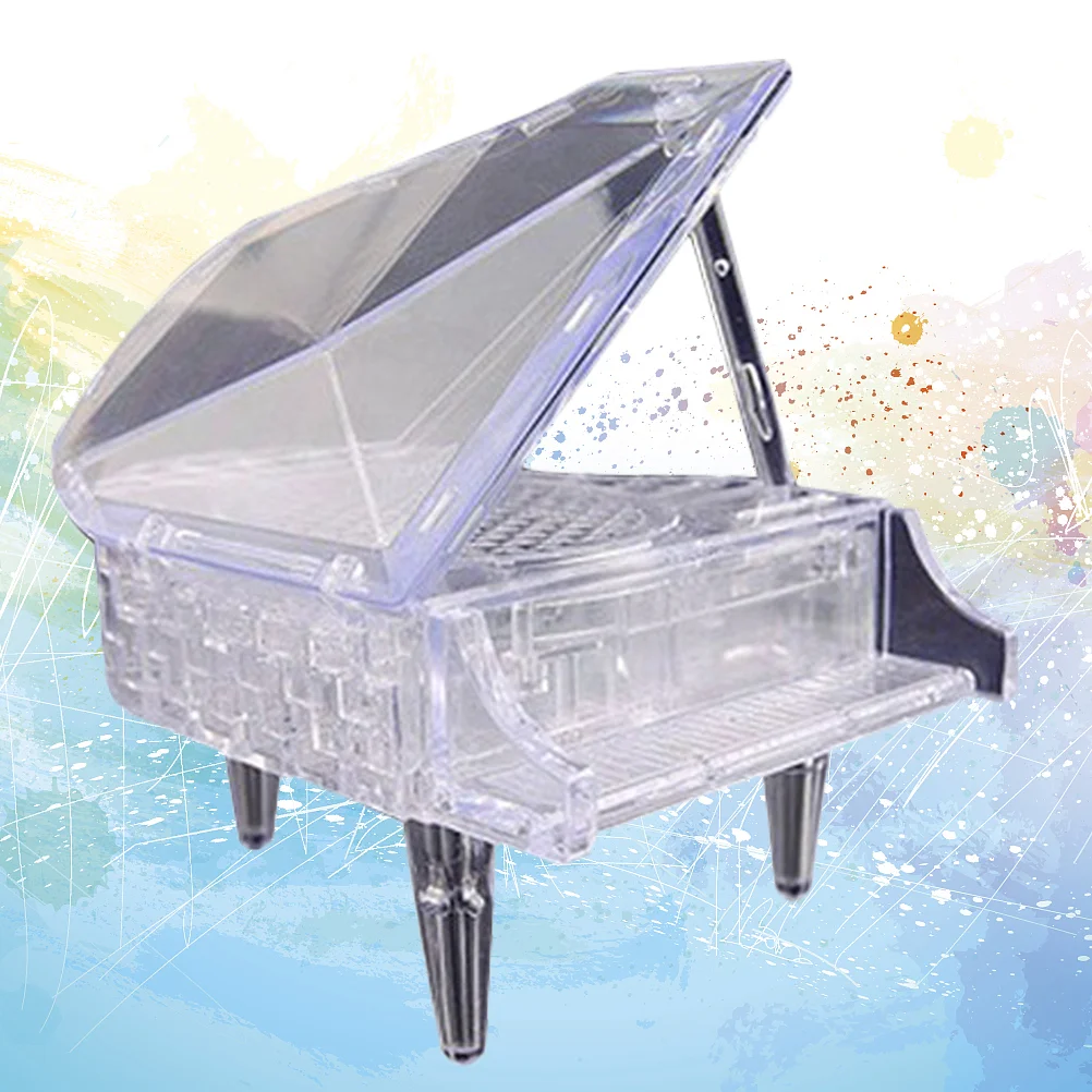 

3 D Flash Toy 3d Puzzle Piano Assembled Musical Instrument Kids White Preschool Crystal Wooden model build