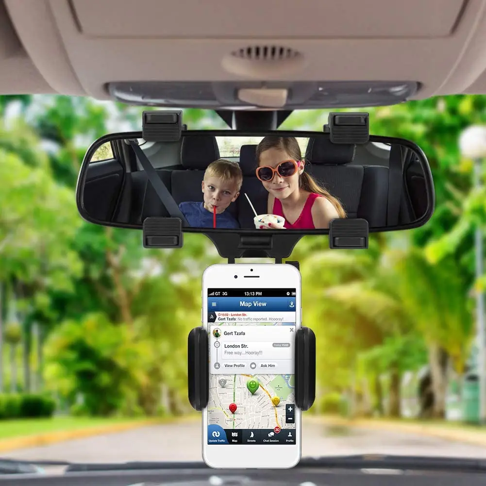 

Dnplig Car Phone Holder Stand Car Rearview Mirror Mount Holder for Phone For 3-5.5in GPS 360 Degrees Smartphone Stand Universal