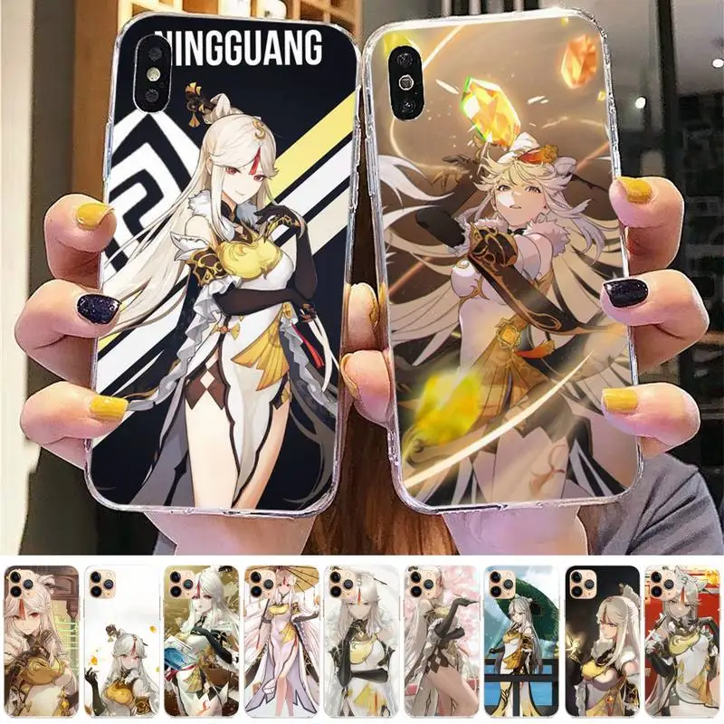 

LVTLV Genshin Impact NingGuang Phone Case for iPhone 11 12 13 mini pro XS MAX 8 7 6 6S Plus X 5S SE 2020 XR cover