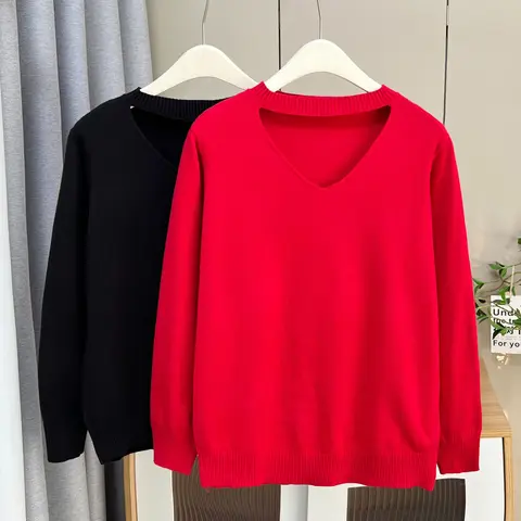 Женский вискозный ажурный свитер V-образного кроя